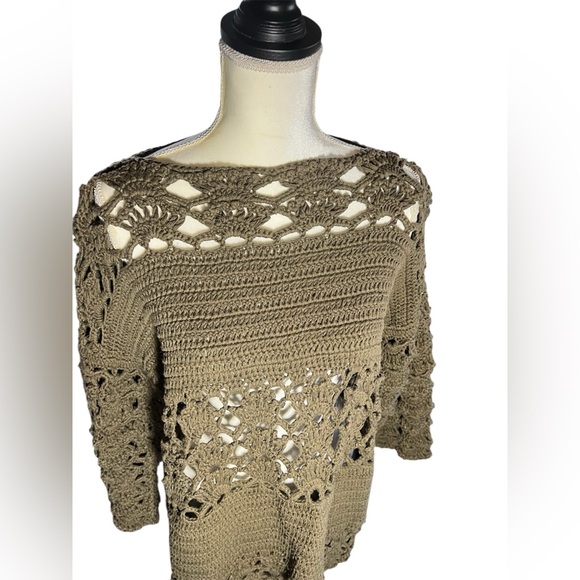Vintage Crochet Boho Bell Sleeve Sweater Size L - Picture 4 of 6